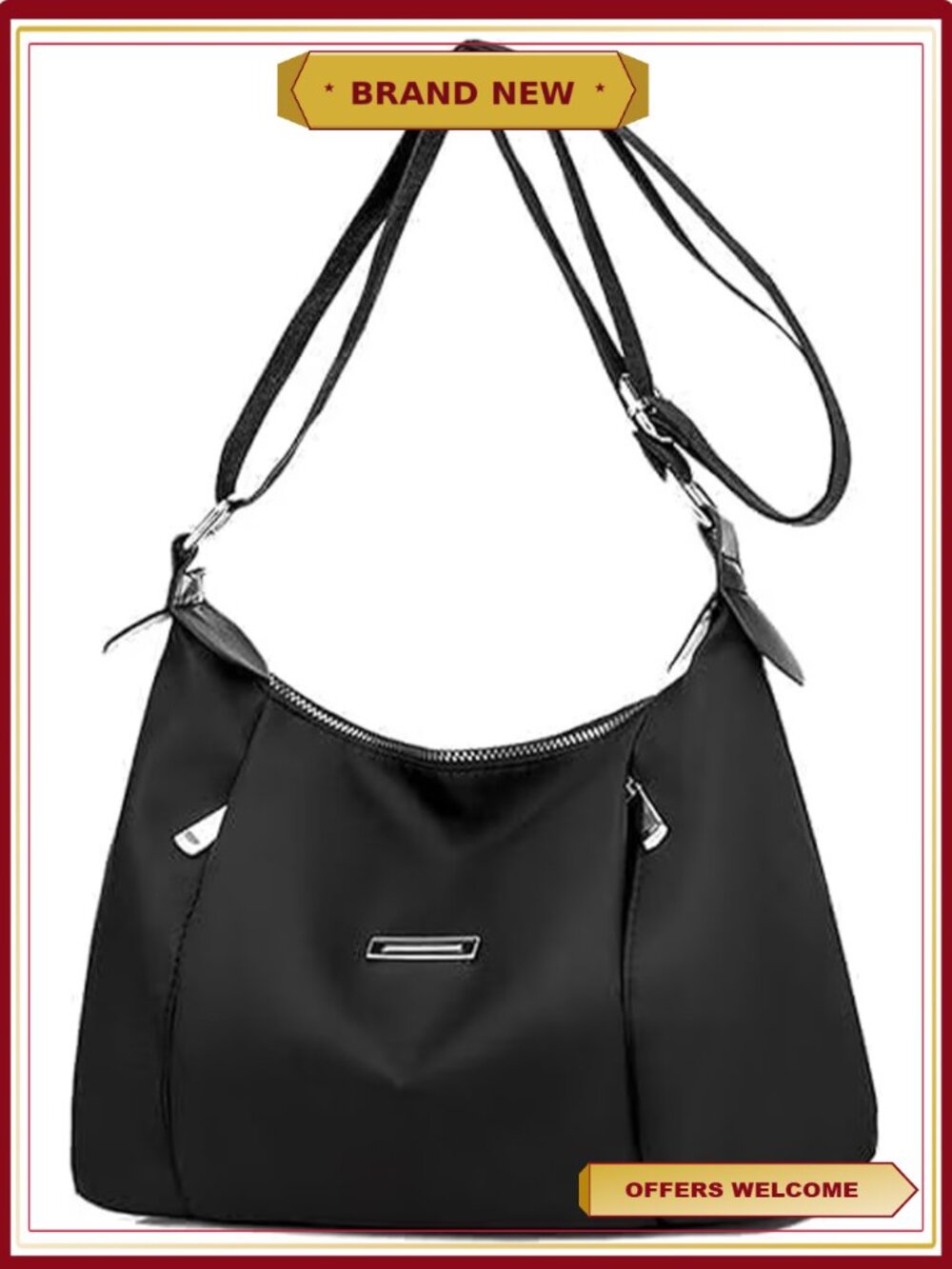KXF Women's Lightweight Oxford Multi Pocket Crossbody Shoulder Bag Adjustable